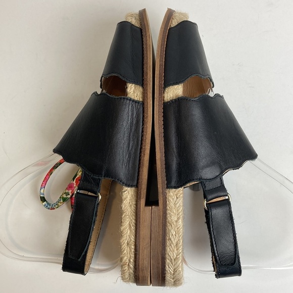 Anthropologie | Black Mollie Scalloped Sandals 37 Slingback Espadrilles Vacation - Picture 16 of 16